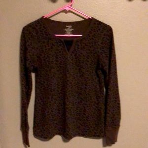 Leopard Print Long Sleeve Top Sz M